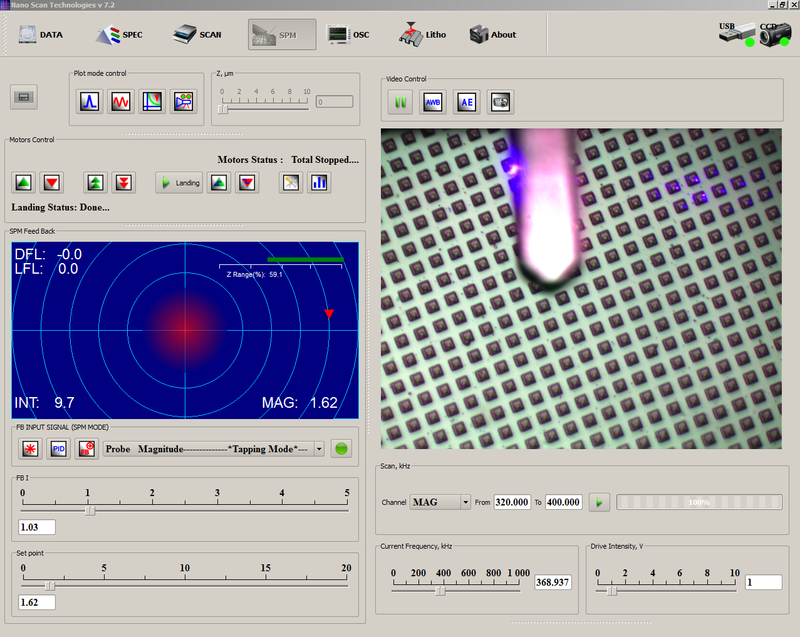 Test grating and probe. NSpec window.